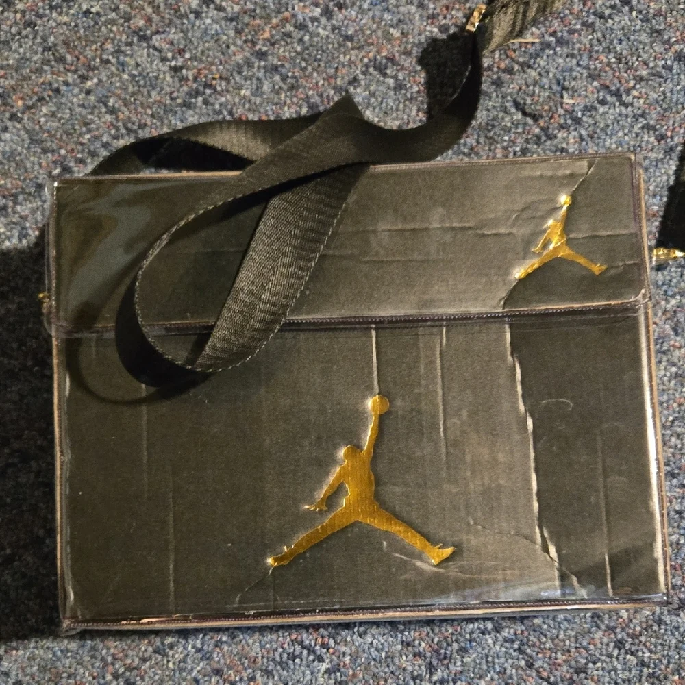 Jordan Men's Black and Gold Messenger Bag NO SHOES just Box.